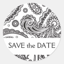 Indian Paisley Save the Date Round Sticker