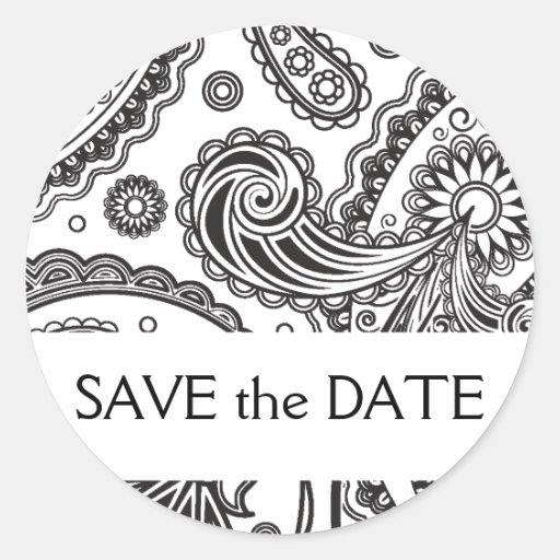 Indian Paisley Save the Date Round Sticker