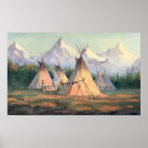 INDIAN TIPI CAMP by SHARON SHARPE Print