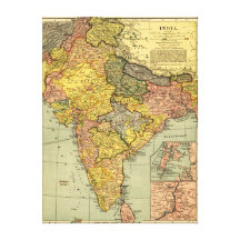IndiaPanoramic MapIndia Stretched Canvas Print