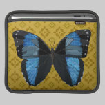 Indigo Boho Butterfly Gold Damask  iPad Sleeve ipad sleeves