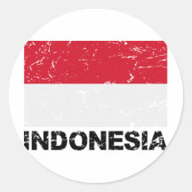 Indonesia Vintage Flag Round Stickers