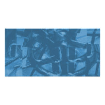 Industrial Themed Abstract Design in Blue. Photo Card Template