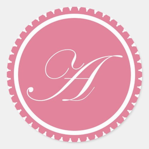 Initial A princess pink monogram seal party favour Stickers