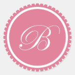Initial B princess pink monogram seal party favour Stickers