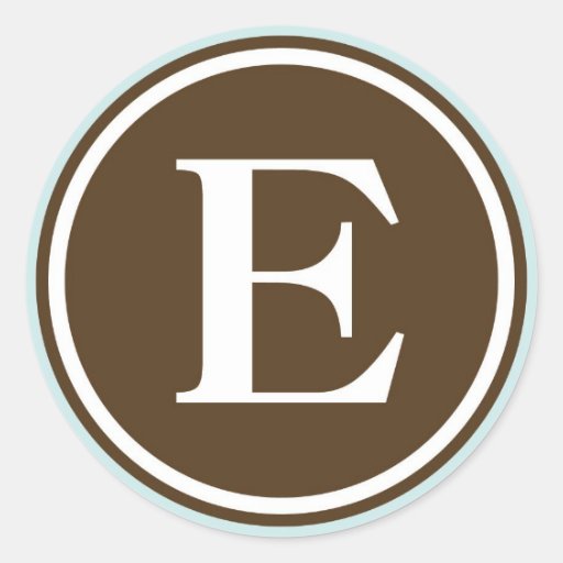 Initial E monogram circle letter seal party favour Round Sticker