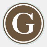 Initial G monogram circle letter seal party favour Stickers