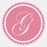 Initial G princess pink monogram seal party favour Sticker