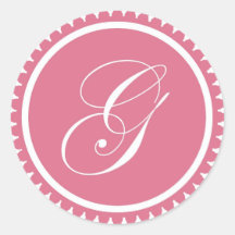 Initial G princess pink monogram seal party favour Sticker