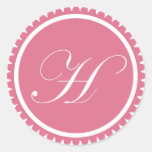 Initial H princess pink monogram seal party favour Stickers