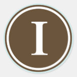 Initial I monogram circle letter seal party favour Sticker