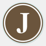 Initial J monogram circle letter seal party favour Round Stickers
