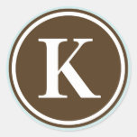 Initial K monogram circle letter seal party favour Round Stickers