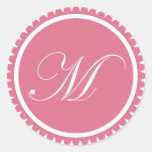 Initial M princess pink monogram seal party favour Stickers