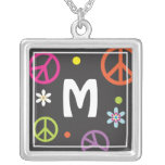 Initial Peace Sign Necklace