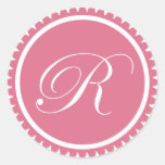 Initial R princess pink monogram seal party favour Sticker