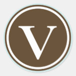 Initial V monogram circle letter seal party favour Stickers