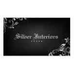 Interior Design Business Card Linen Black Silver