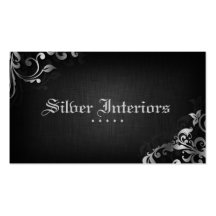 Interior Design Business Card Linen Black Silver