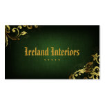 Interior Design Green Business Card Linen Gold