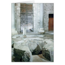 Interior of octagonal baptistery of  cathedral greeting card