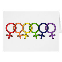 Interlocked Female Rainbow Greeting Cards