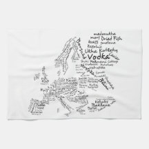 International Cuisine European Food Map Towel
