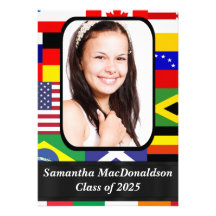 International flags photo graduation personalized invites