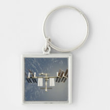 International Space Station backdropped Keychain