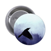 INTO THE MYSTIC Crow & Forest Pinback Button