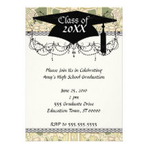 intricate art nouveau floral bliss graduation personalised invites