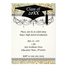 intricate art nouveau pine cone art graduation custom invites