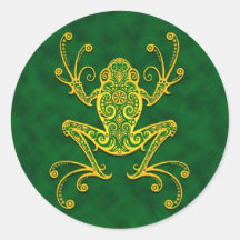 Intricate Golden Green Tree Frog Stickers