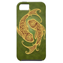 Intricate Green Tribal Pisces