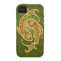 Intricate Green Tribal Pisces iPhone 4/4S Case