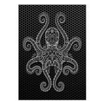 Intricate Steel Mesh Octopus Business Card Templates