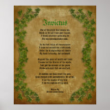 Invictus, Victorian poem on parchment with ivy Poster