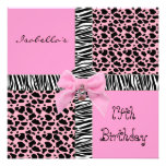 Invitation 14th Teen Birthday Wild Pink Cow Animal