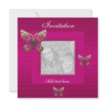 Invitation All Occasions Pink Butterfly Add Photo