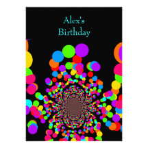 Invitation Birthday Balloons on Black