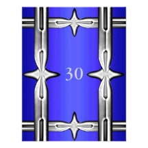 Invitation Birthday Cobalt Blue & Silver