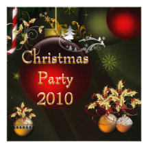 Invitation Christmas Party Gold Xmas Red