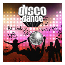 Invitation Disco Dance Birthday Party Retro