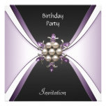 Invitation Elegant Birthday Mauve Black Jewel