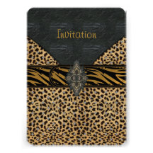 Invitation Exotic Gold Black Animal Leather Multi