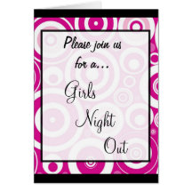 Invitation ~ Girls Night Out :: Retro Pink Design Greeting Card