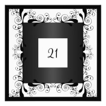 Invitation Glamour White Black Floral