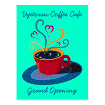Open Coffee Shop on Invitation Grand Opening Coffee Shop Cafe Postcard