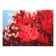 Invitations Custom Red Autumn Tree Leaves Party
