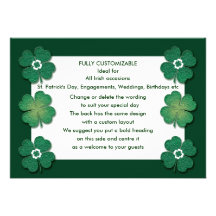 Invitations template - customisable shamrocks